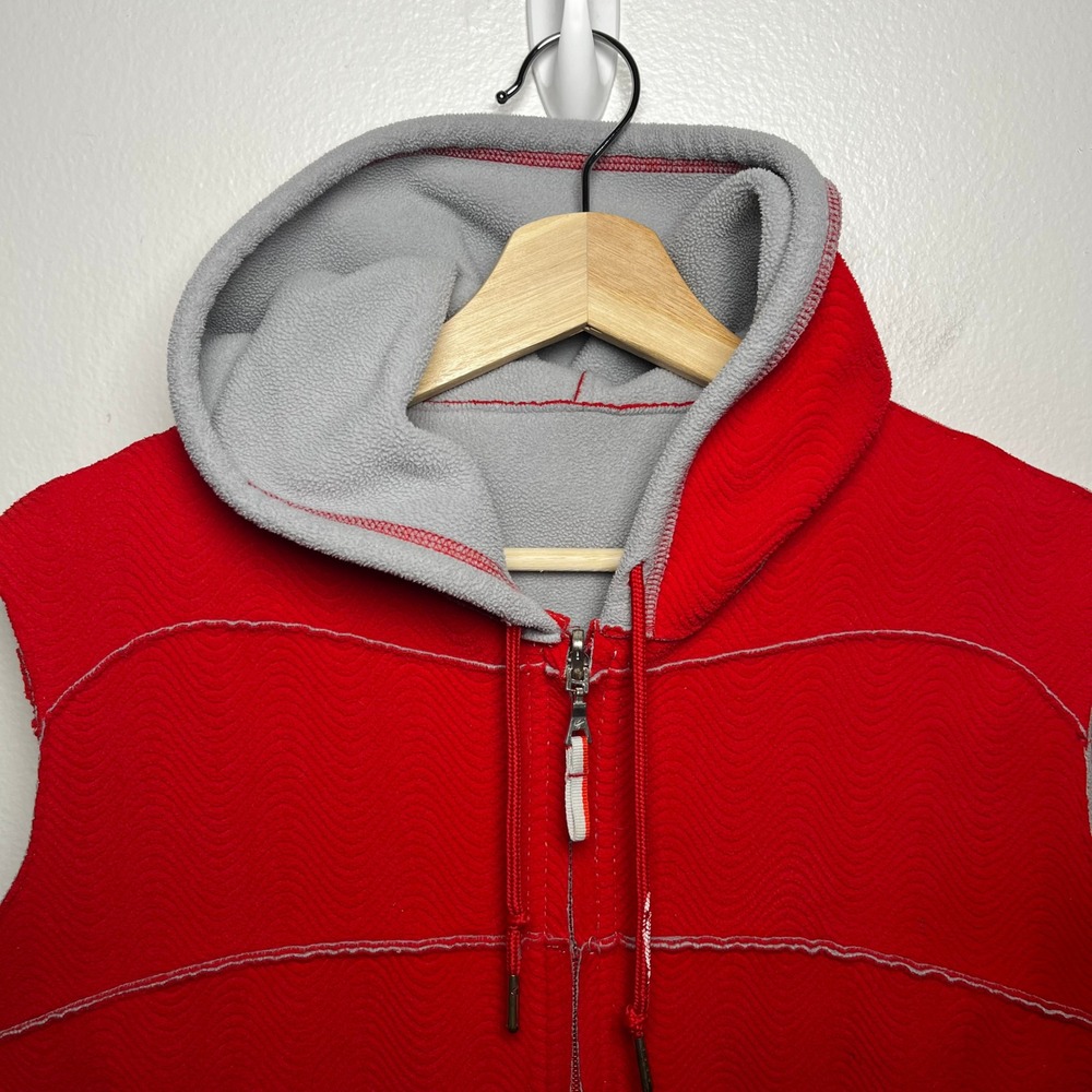Nike Therma Fit Reversible Hooded Vest Textured Red Gray Boys size large 12-14 - Picture 2 of 14